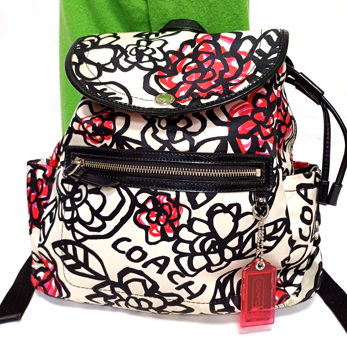 COACH POPPY DAISY GRAFFITI SATIN BACKPACK F16582 | eBay