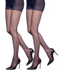 Silkies Ultra Control Top Panyhose Ultra Sheer NAVY BLUE Size M 030207 Lot of 2