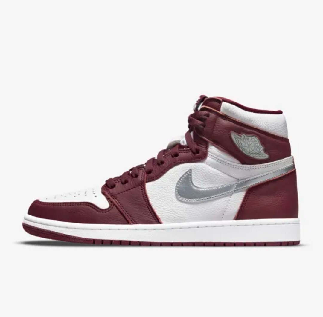 Кроссовки Nike Air Jordan 1 High OG Bordeaux Weiß Silber 44,5 Neu OVP 555088-611