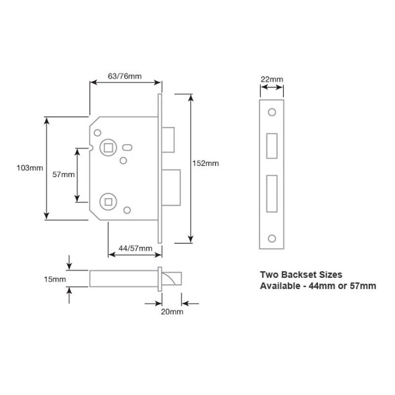 Bathroom Door Lock Brass or Chrome 63mm or 76mm Sashlock - Image 4 of 4