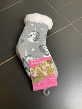 New ShengyuzI Big Girls Sherpa Plush Lined Unicorns Slipper Socks Anti Slip