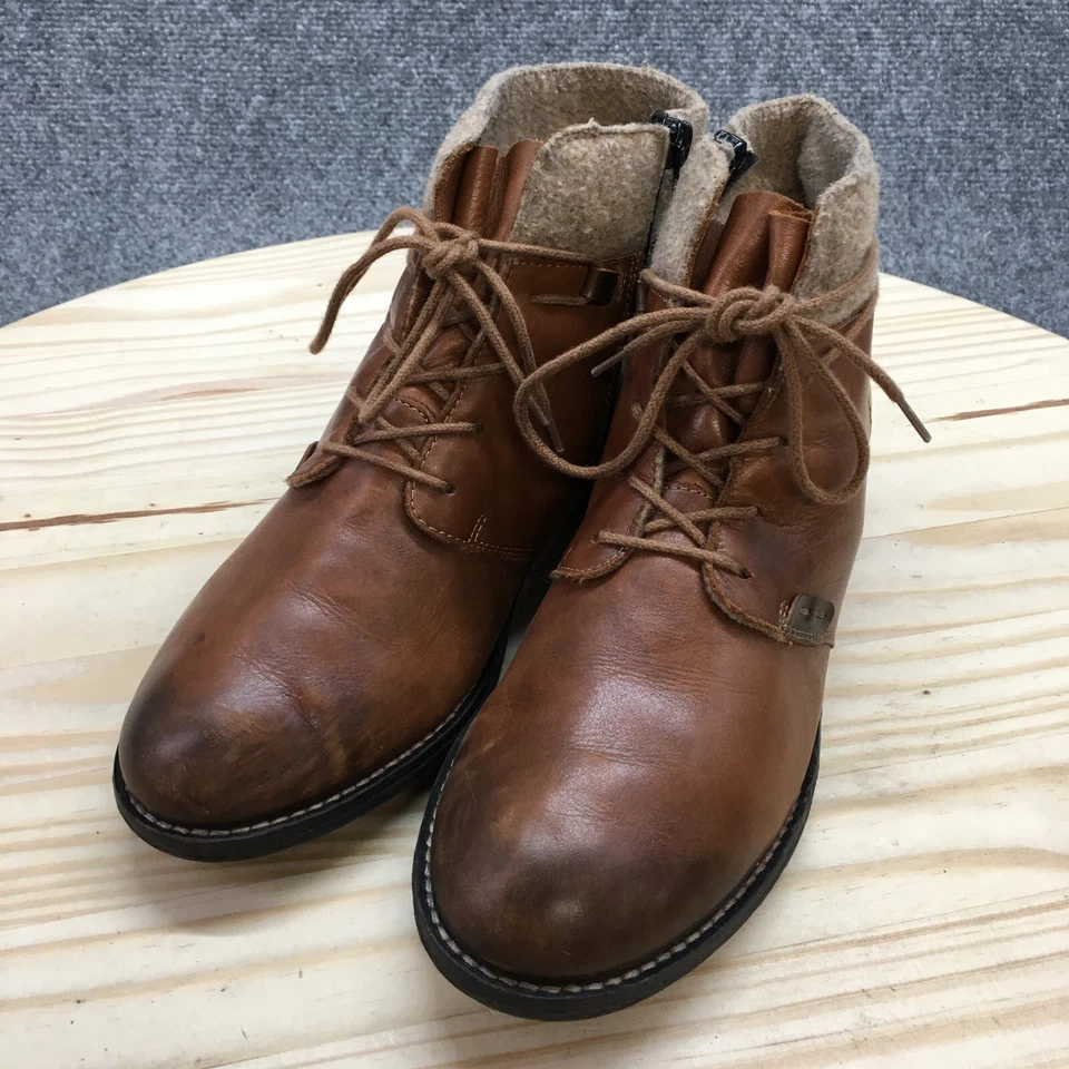 Botines Remonte para mujer 39 marrón con cordones cremallera lateral cuero puño de piel sintética Foto 3 de 4