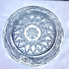 Hand Cut Crystal Glass Ashtray Cigar Tobacciana Trinket Dish  Vintage