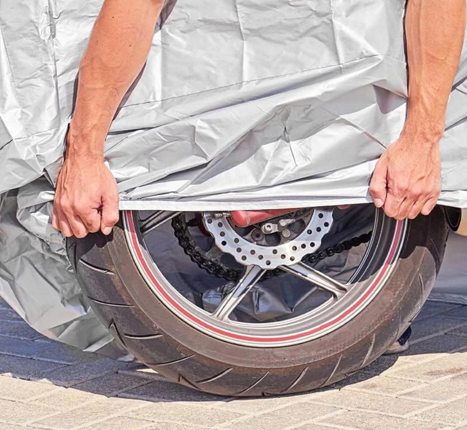 Telo Coprimoto Antipioggia In Tessuto peva 45g Taglia L: 130x230cm Moto Bici - Immagine 3 di 4