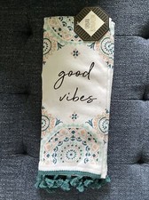 Good Vibes Dish Towel Set of 2 New Urban Bungalow Kitchen 100 Cotton Printed