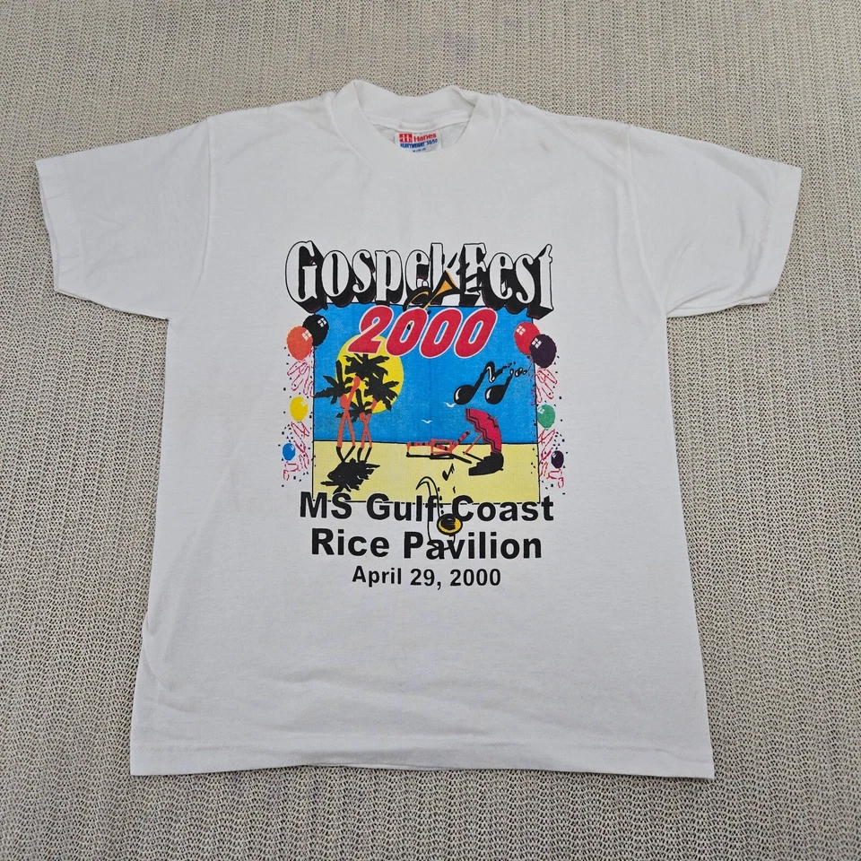 Vintage Gospel Fest 2000 Shirt Kids Youth Medium White Jesus Tee Mississippi - Image 2 of 4