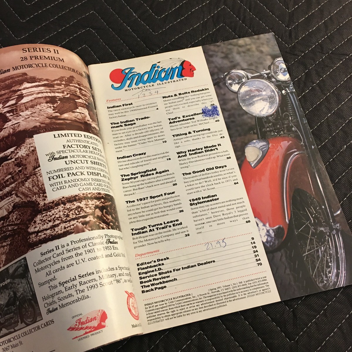 Indian Motorcycle Illustrated Magazine Spring 1993 vol 1 issue 1