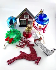 A Lot Of 7 Unique Hand Made Assorted Christmas Tree Starter Ornaments Snowman