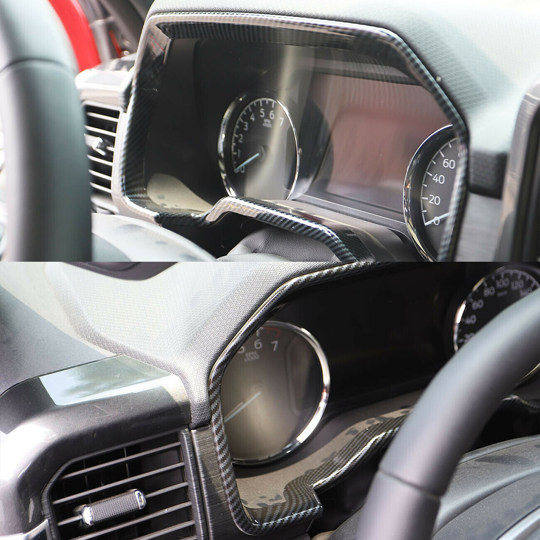Carbon Fiber Dashboard Decor Cover Frame Trim Fit For Ford F150 F150