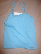 852B5 Champion 2028 Women's Doubledry Seamless Cami Sports Bra Tank Small Blue
