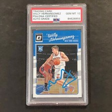 2016-17 Panini Optic #197 Willy Hernangomez Signed Card AUTO 10 PSA Slabbed RC K