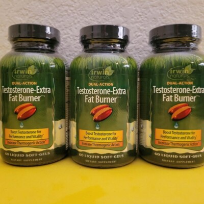 Irwin Naturals Testosterone-Extra Fat Burner 60 Liquid Soft-Gels Each 3 Bottles