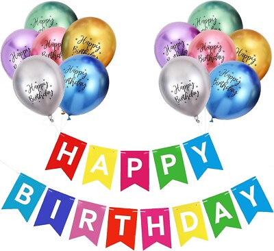 Geburtstag Dekoration Geburtstagsdeko Party Girlande Ballons 13-teilig Bunt B641