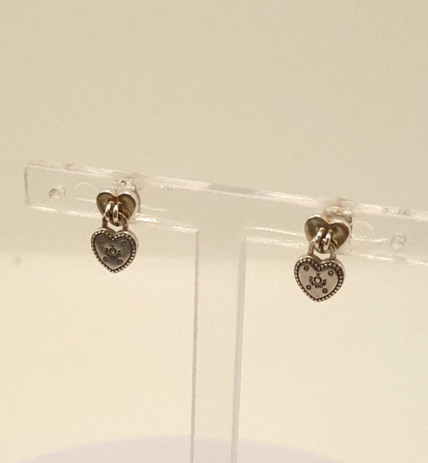 Genuine Pandora Rare Love Lock Stud Dangle Earrings 925 Solid Silver #21744 - Image 4 of 4