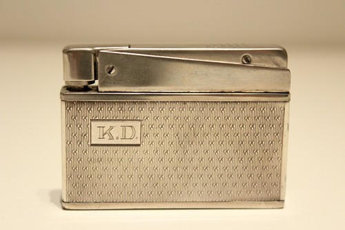 VINTAGE GERMANY CIGARETTES PETROL LIGHTER WITH SILVER 935 CASE "KW" KARL WEIDEN