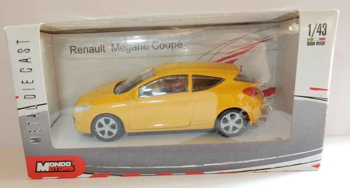 ミニカー Renault Mégane NEUF MONDO MOTORS RENAULT MEGANE COUPE JAUNE 1/43 IN BOX