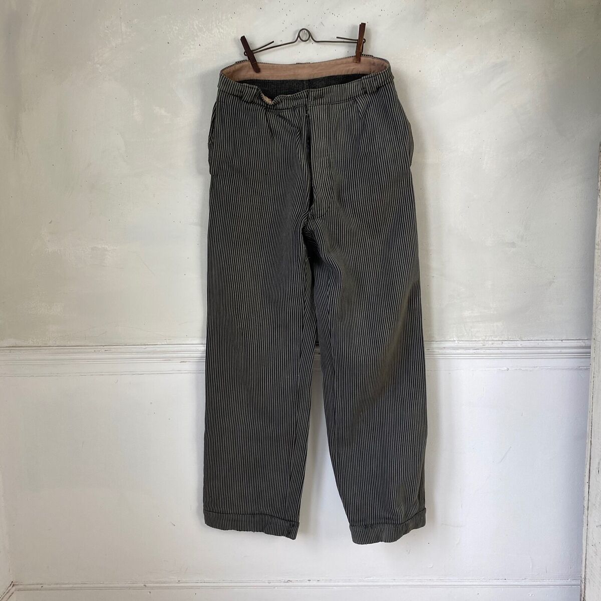 Grey Work Pants 1940s Pants Striped French Workwear Work Grey Work Pants 1940s Pants Striped French Workwear Work