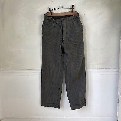 Grey Work Pants 1940s Pants Striped French Workwear Work Grey Work Pants 1940s Pants Striped French Workwear Work