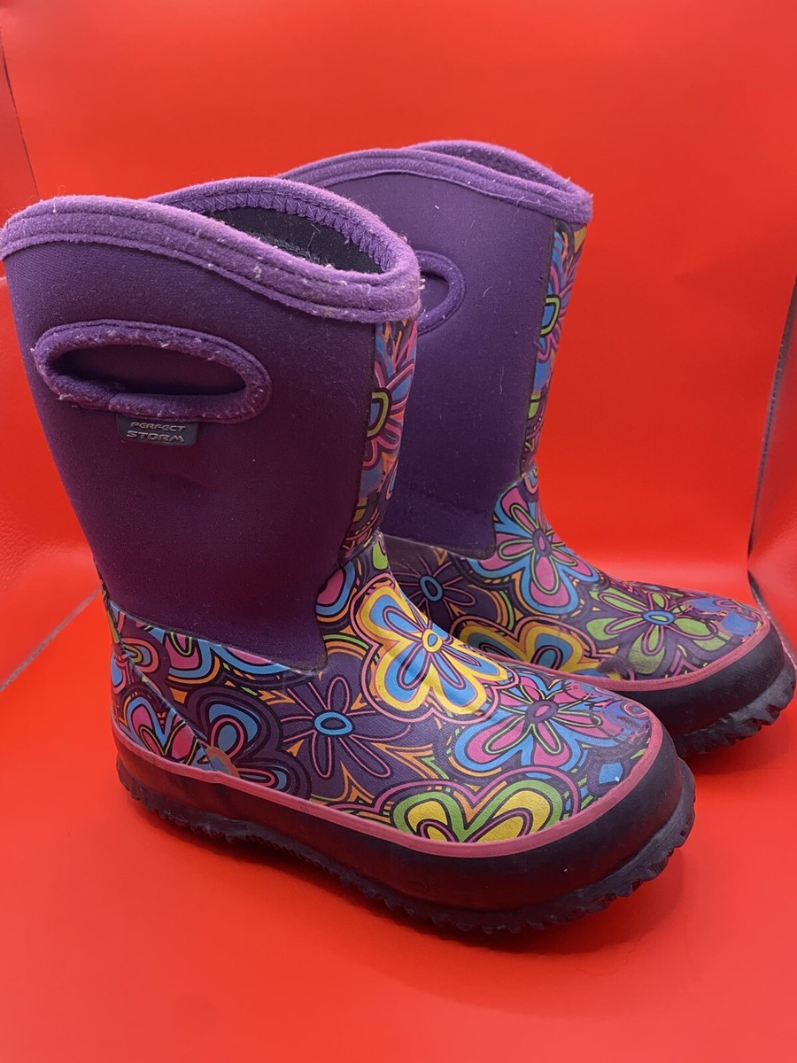 Perfect Storm Youth Size 13 Cloud High Power Flowers Winter Boots Purple  Yellow