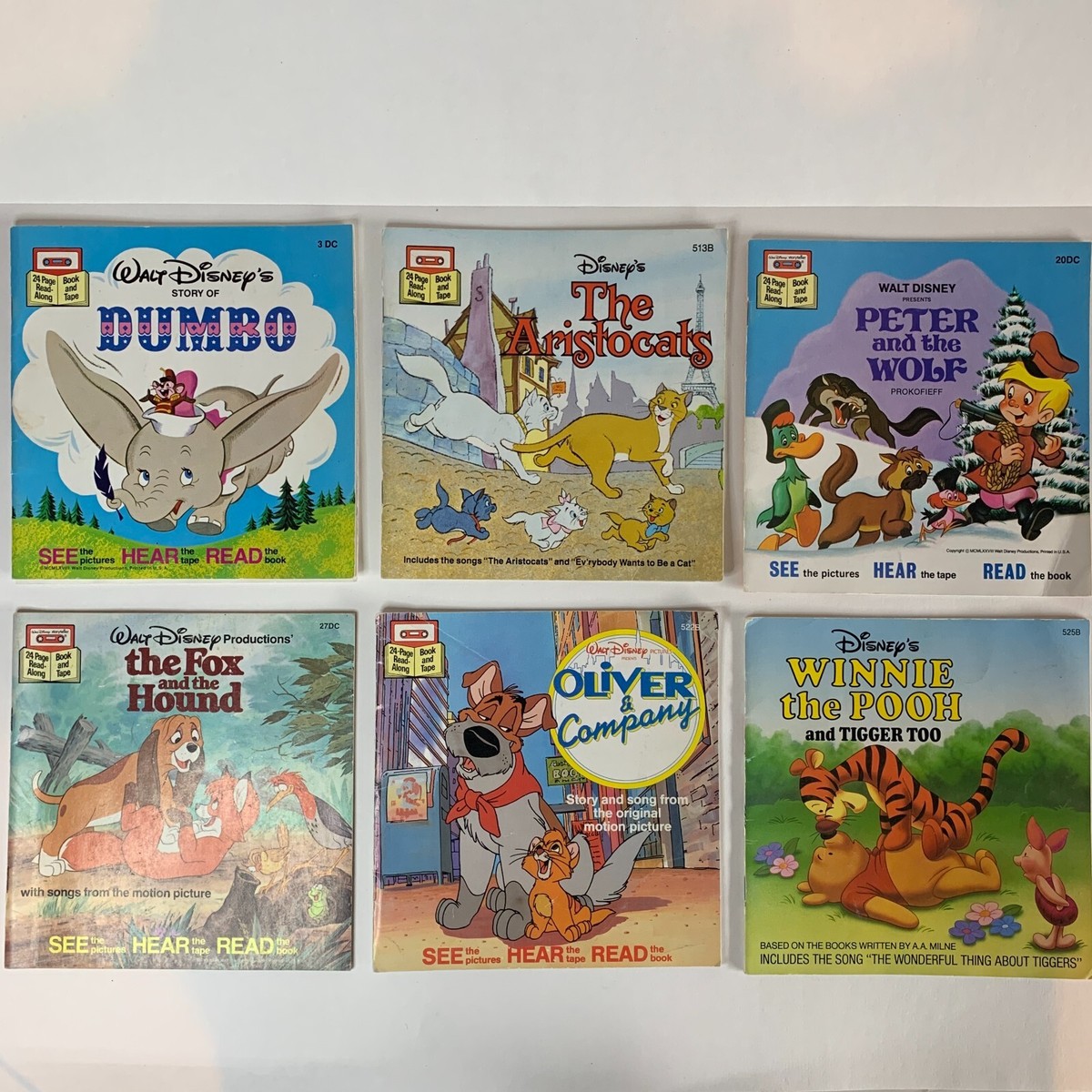 Walt Disney Read Along Book Case with Cassette Tapes and Story