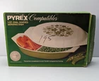 Vintage Pyrex Spring Blossom Green Glass Divided Serving Dish Compatibles 963-1