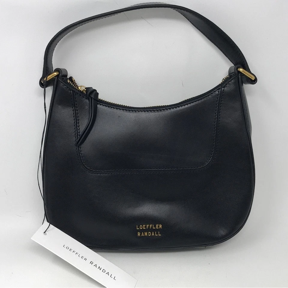 Bolso de hombro de cuero para mujer Loeffler Randall Greta, talla M - negro/dorado Foto 2 de 4