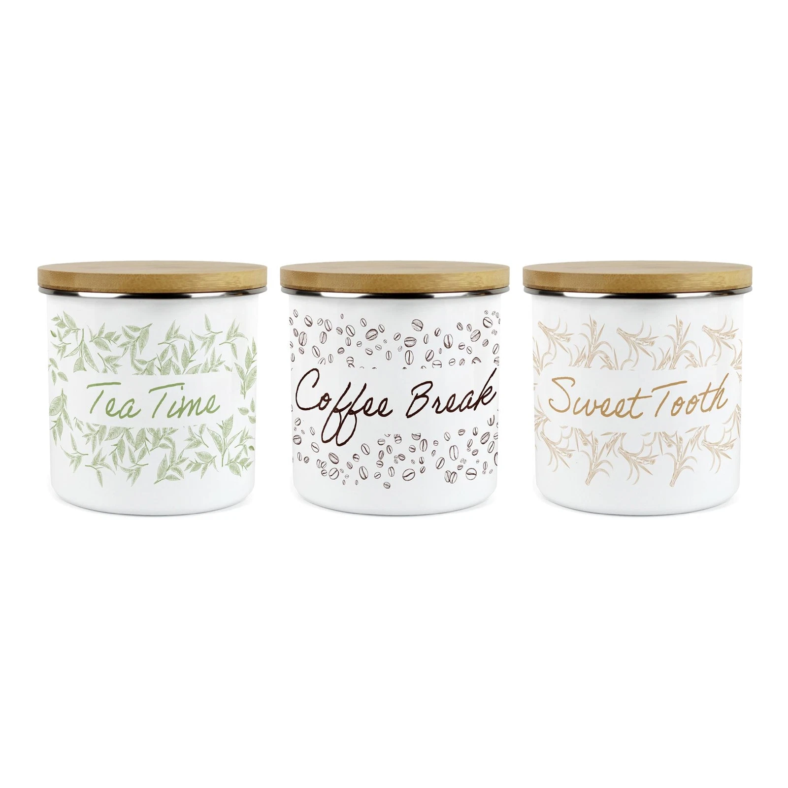 Tea, Coffee & Sugar Storage Canisters - Artistic Enamel Kitchen Container Gifts