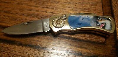 Timber Wolf Folding Pocket Knife With Collector Tin, New