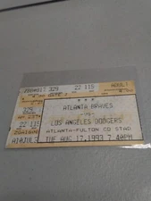 Los Angeles Dodgers vs. Atlanta Braves August 17, 1993 Baseball Game Ticket Stub
