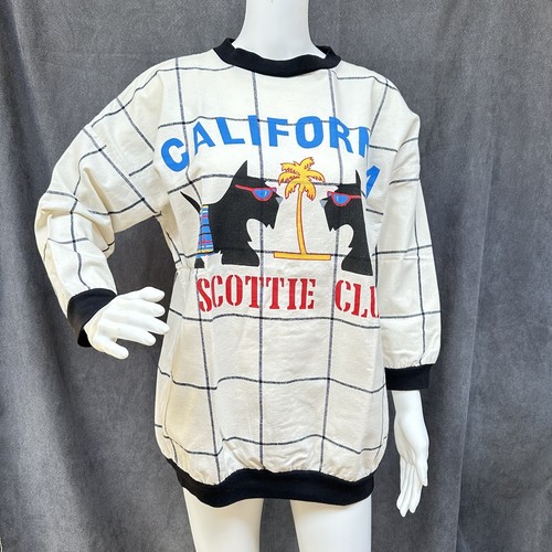 Vtg 90s Scottie Dog Oversize Sweatshirt AOP Lightweight 90s Sz Medium