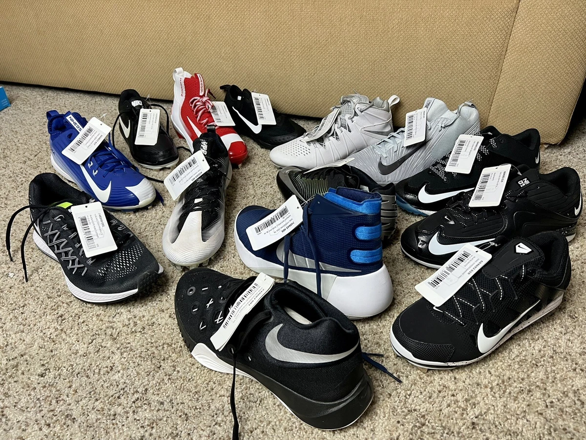 Lot of 14 Nike Sample Shoes Cleats NWT ALL SINGLE SHOES No