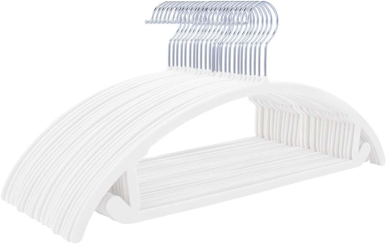 Premium Velvet Hangers 50-Pack Heavy Duty Non-Slip White-image