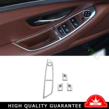 Glass Window Lifting Lock Panel Trim Fit For BMW 5 Series 2011-2017 Matte Silver