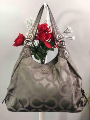 COACH Madison Op Art Maggie Grey Sateen Shoulder Bag #14305 | eBay