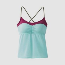 $226 Prana Para Mujer Azul Color Bloque Makoa Tankini Top Traje de Baño Talla X-Pequeño