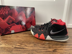 kyrie 4 shoes black and red