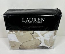 Ralph Lauren Corrine Tonal Leaf King Duvet Cover Shams Set Flax Chocolate