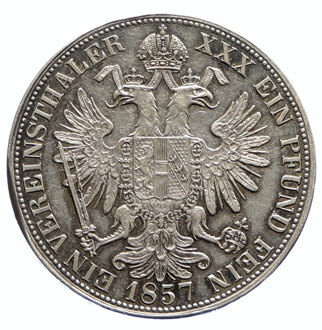 1857 A AUSTRIA w KING FRANZ JOSEPH I Vintage Eagle Old