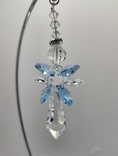 Handmade w/ Swarovski Crystal Aquamarine Blue Angel Suncatcher/ Prism/ Ornament