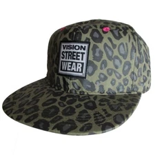 NWT Vintage Vision Street Wear Wildlife Snap Back Adjustable Hat, Black Leopard