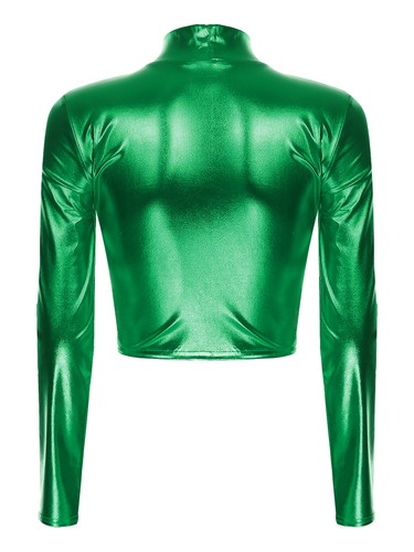 Womens Crop Top With Shorts Booty Outfit Swimsuit 2PCS Party Metallic Dancings - 第 24/57 張圖片