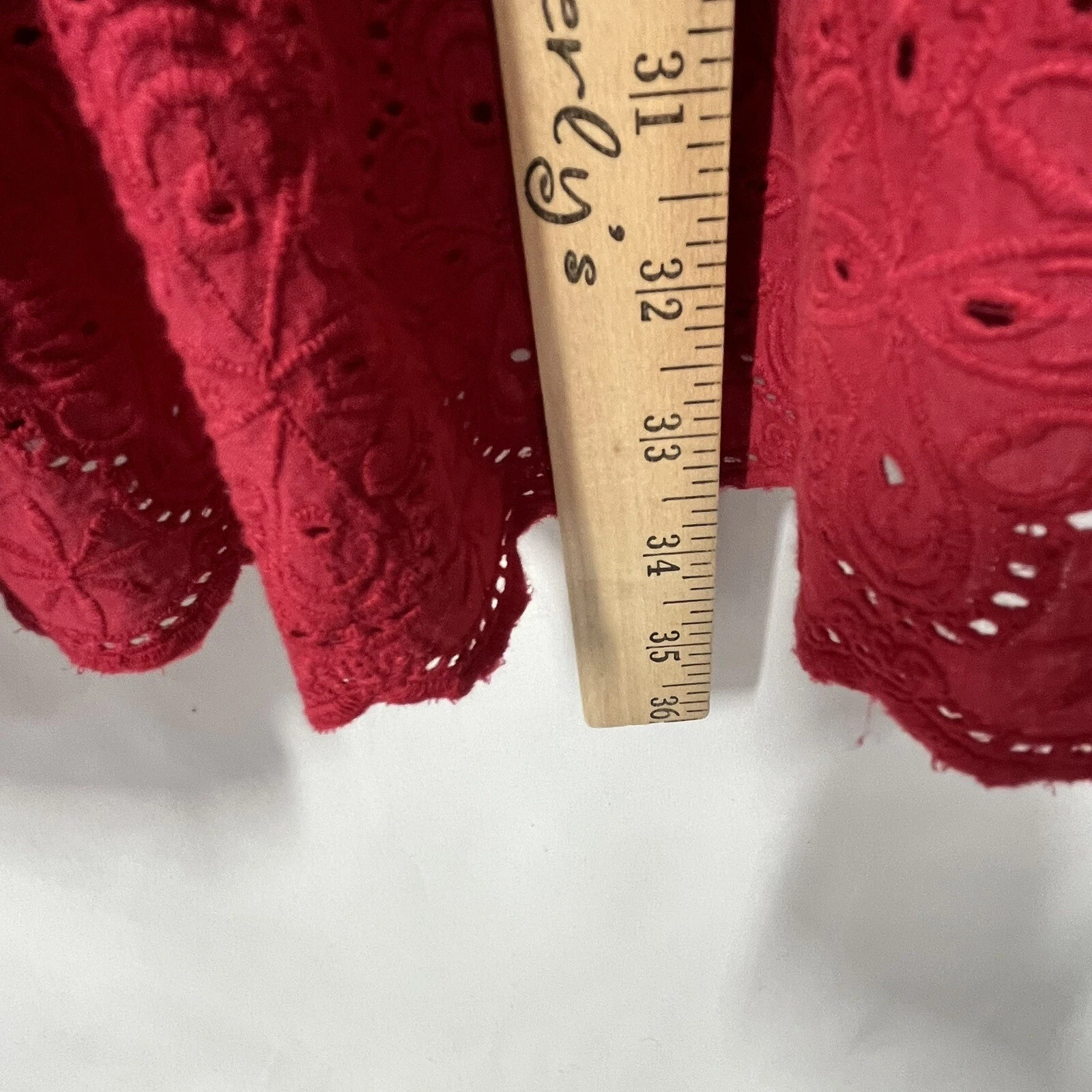 VALENTINO Sundance Mini Abito Occhiellato Rosso Manica a Campana Increspature XS Boho Hippie Fata Contadina