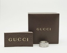 GUCCI 18K White Gold Icon Stardust Diamond Band Ring Size 6.5