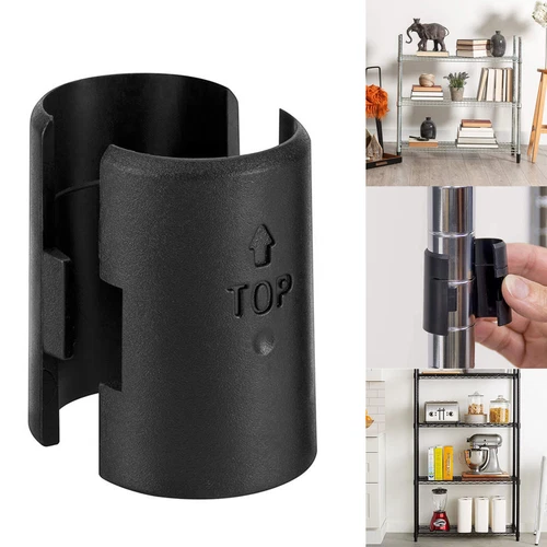 4Sets Chrome Wire Shelving Shelf Locking Pole Clips Plastic Black Post Tube Clip - Picture 3 of 12