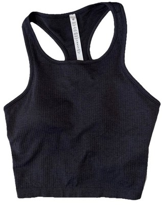 NWT LULULEMON SIZE 12 EBB TO STREET CROPPED TANK RACER BACK SHELF BRA BLACK
