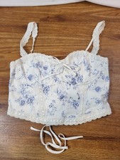 NWT Garage Size M Cupped Cherie Bustier White Blue Floral
