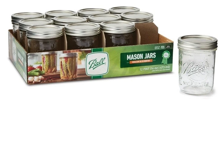 Glass Mason Jars with Lids & Bands, Clear, 16 oz, 12 Count, FREE SHIPPING!!!