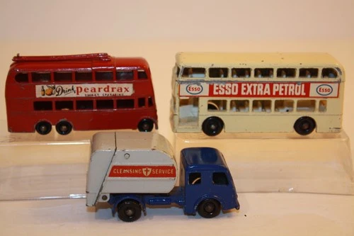 3 Vintage 1960's Matchbox Lesney Trucks & Buses LONDON TROLLEY / TRASH / DAIMLER