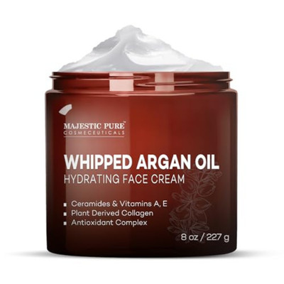 MAJESTIC PURE Whipped Argan Oil Moisturizer Face Cream for Women & Men - With Vi