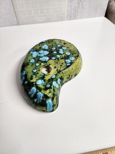 Handcrafted Ceramic Ashtray Blue Green Glaze - Picture 3 of 3